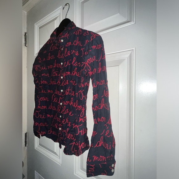 JCP button up French graphics shirt - Picture 3 of 3